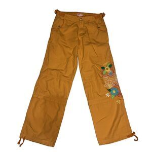 Y2K Lizzie McGuire Fashion Candies Orange Floral Embroided Zip Off Cargo L